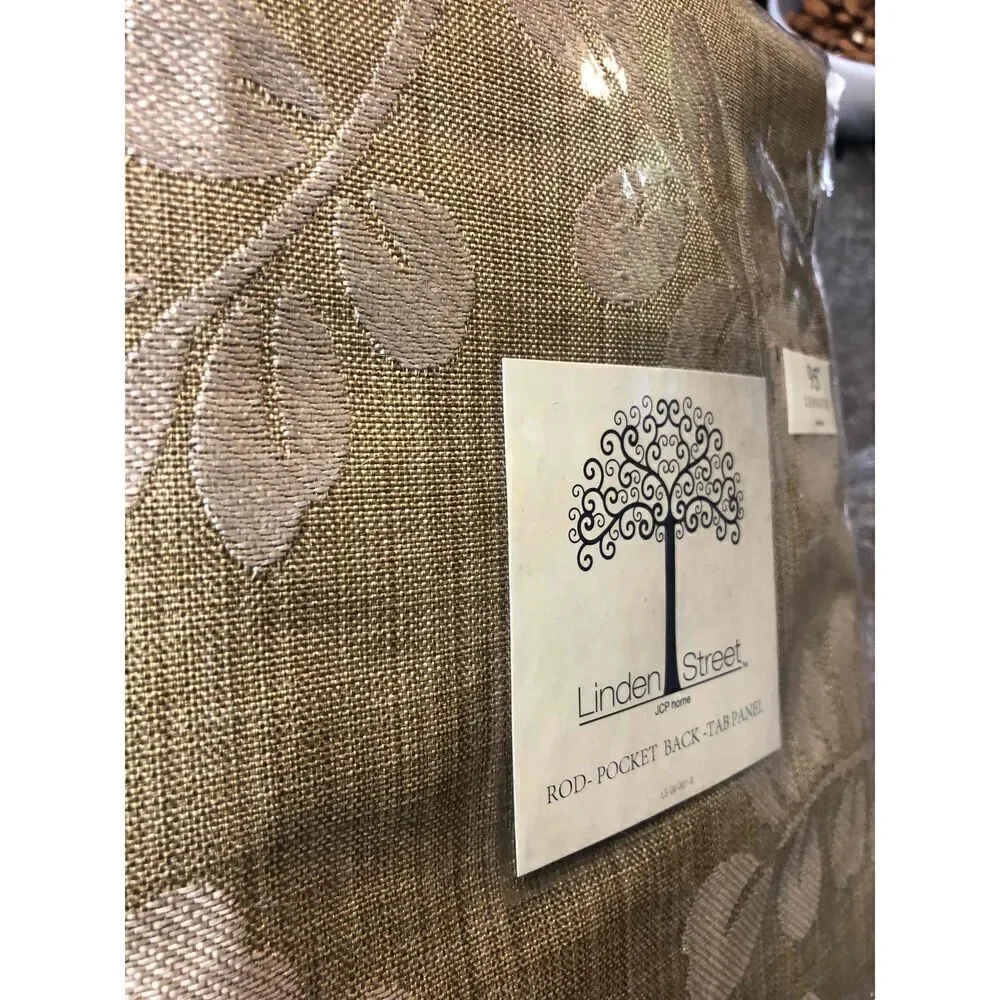 NWT Linden Street Cream Gold Tan Floral Textured Metallic Panel 50X95